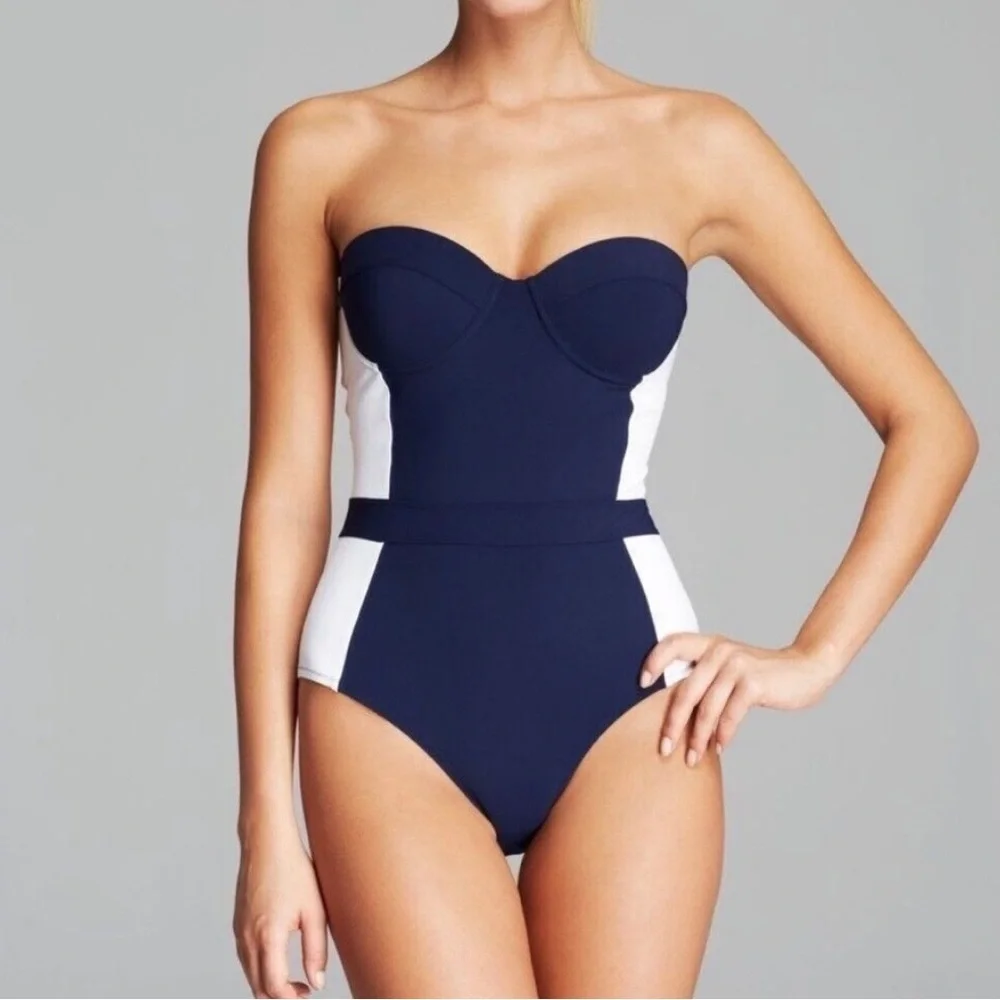 NWT Tory Burch Navy and White One Piece Bathing Suit